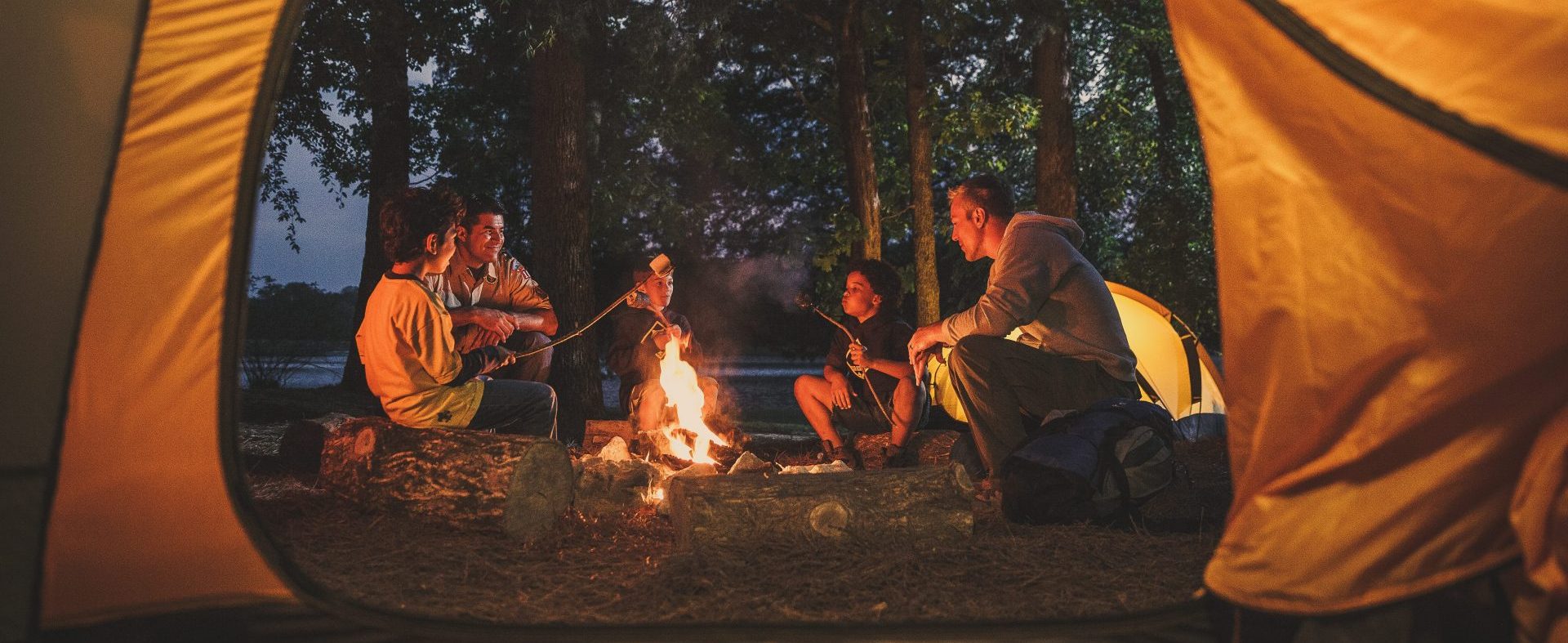 Scouts at a campfire