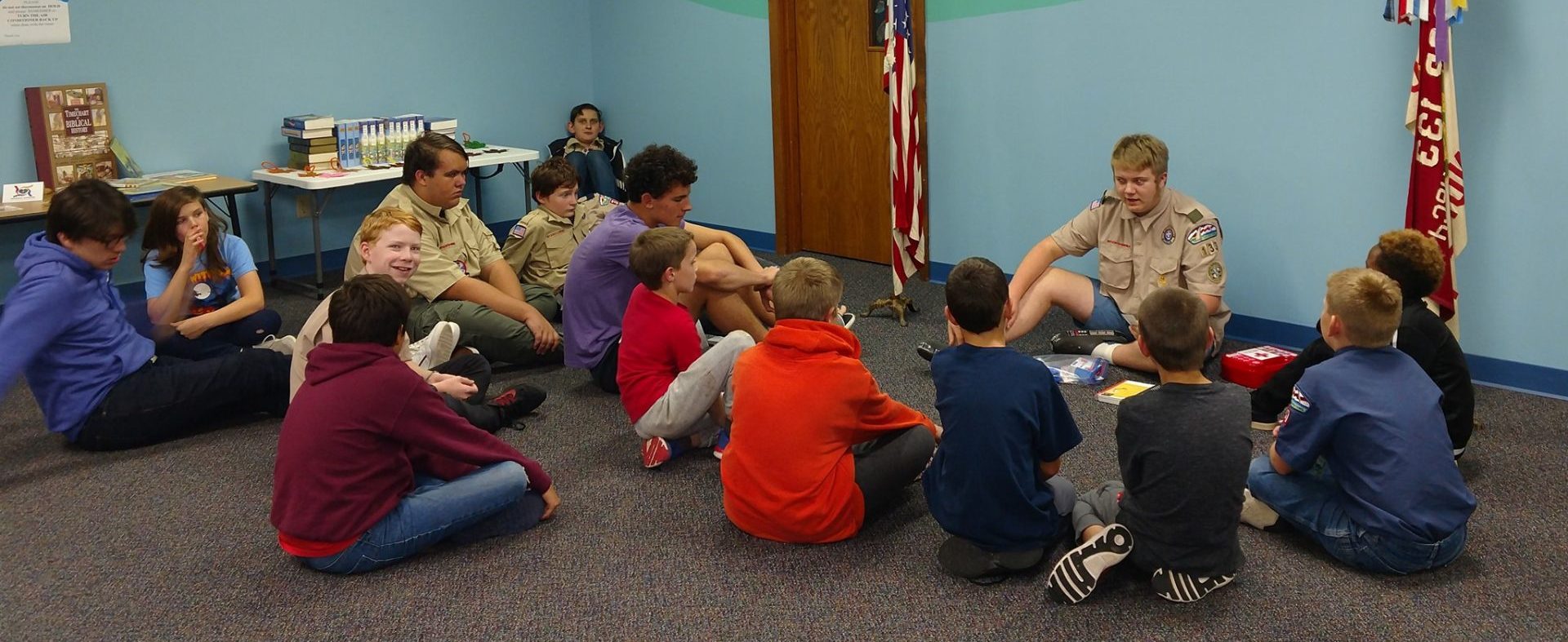 Big Muddy scouts in a classroom