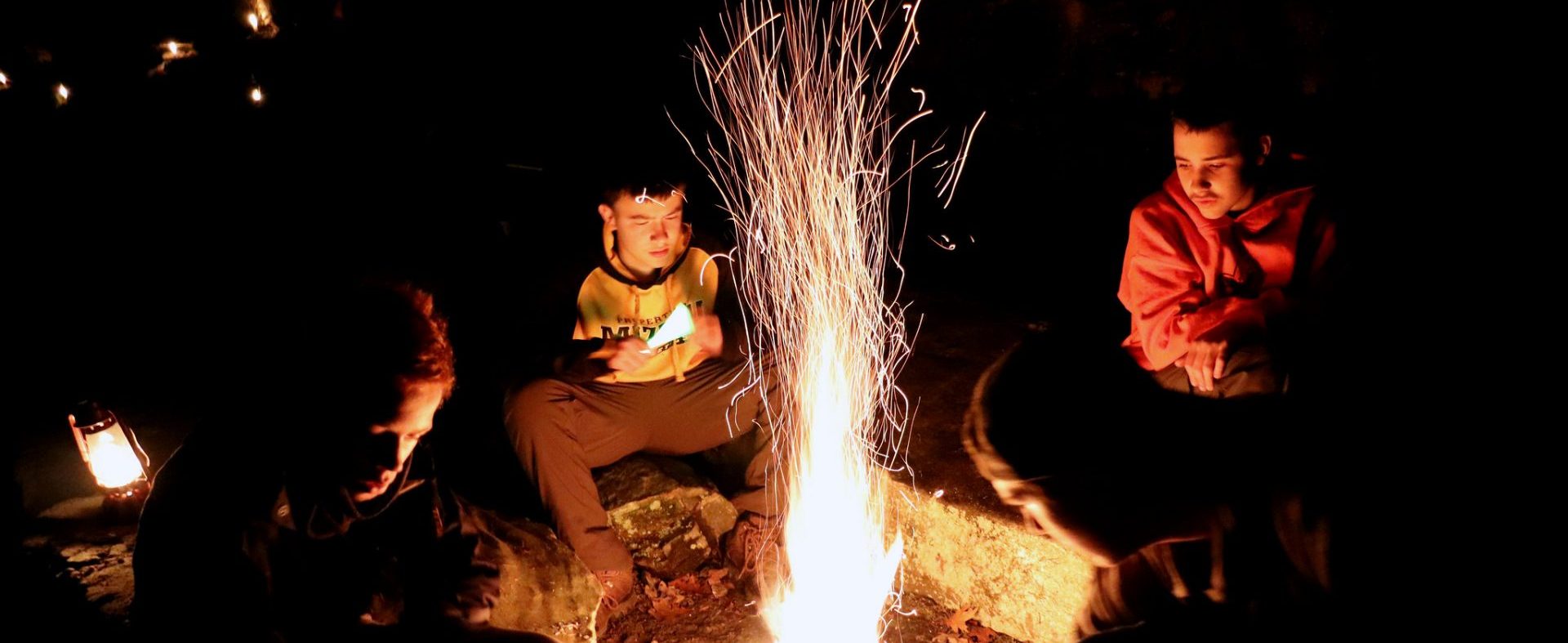 Scouts at a campfire