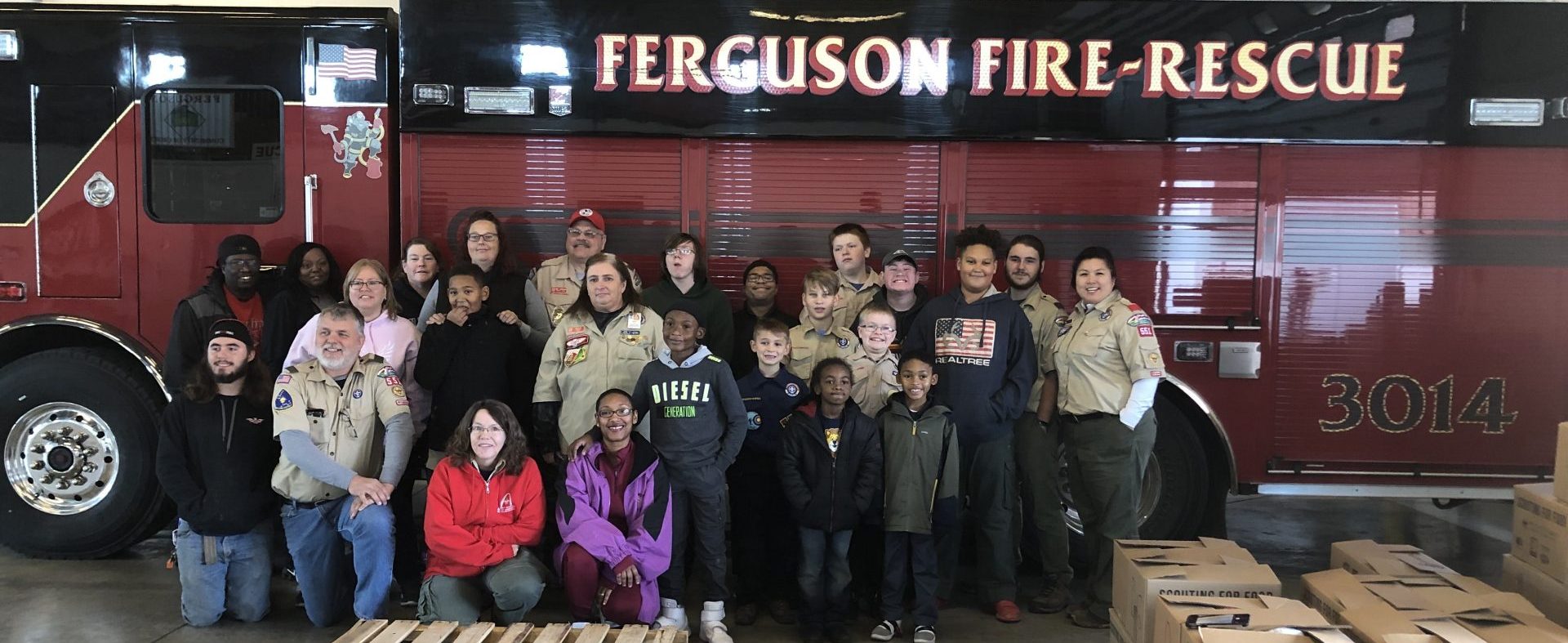 Scouts at a fire station