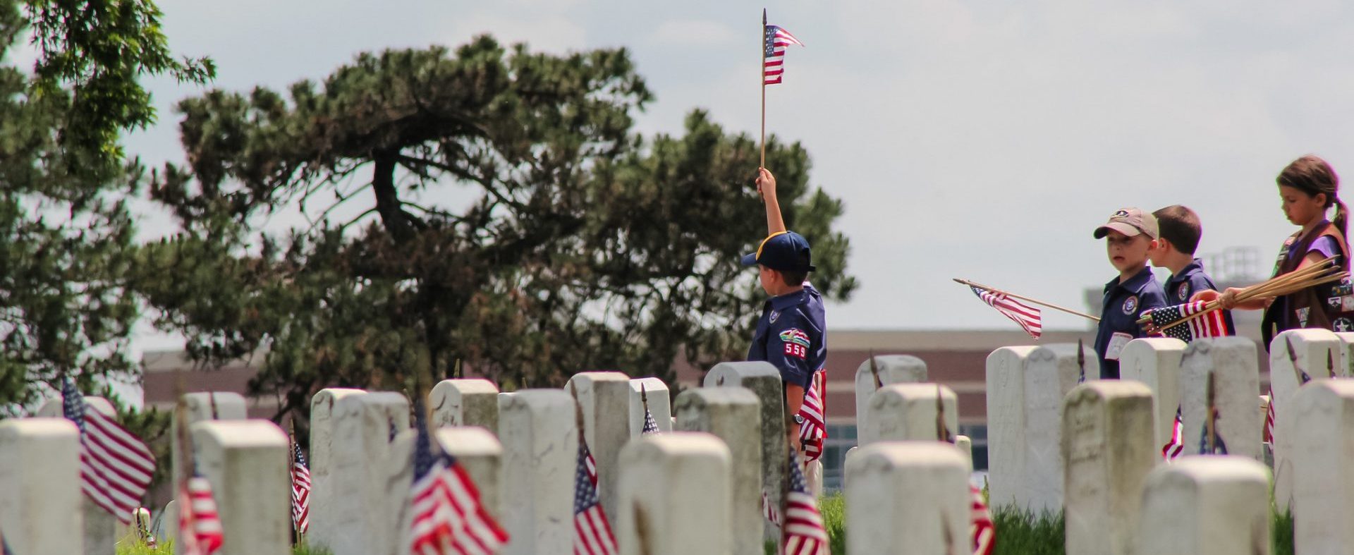 Scouts in a grave yard